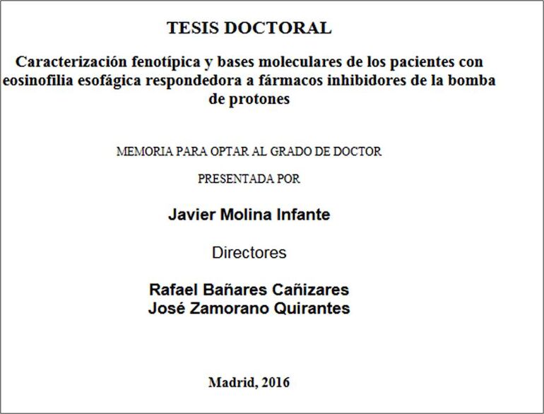 La Tesis de Javier Molina Infante Premio Extraordinario de doctorado 