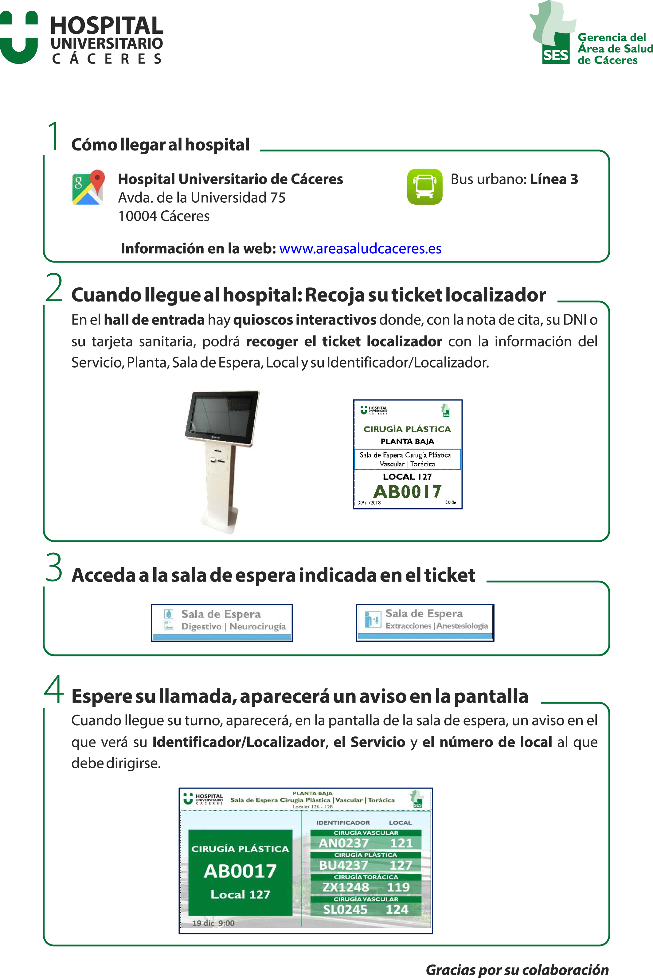 HUC. Información acceso CEX